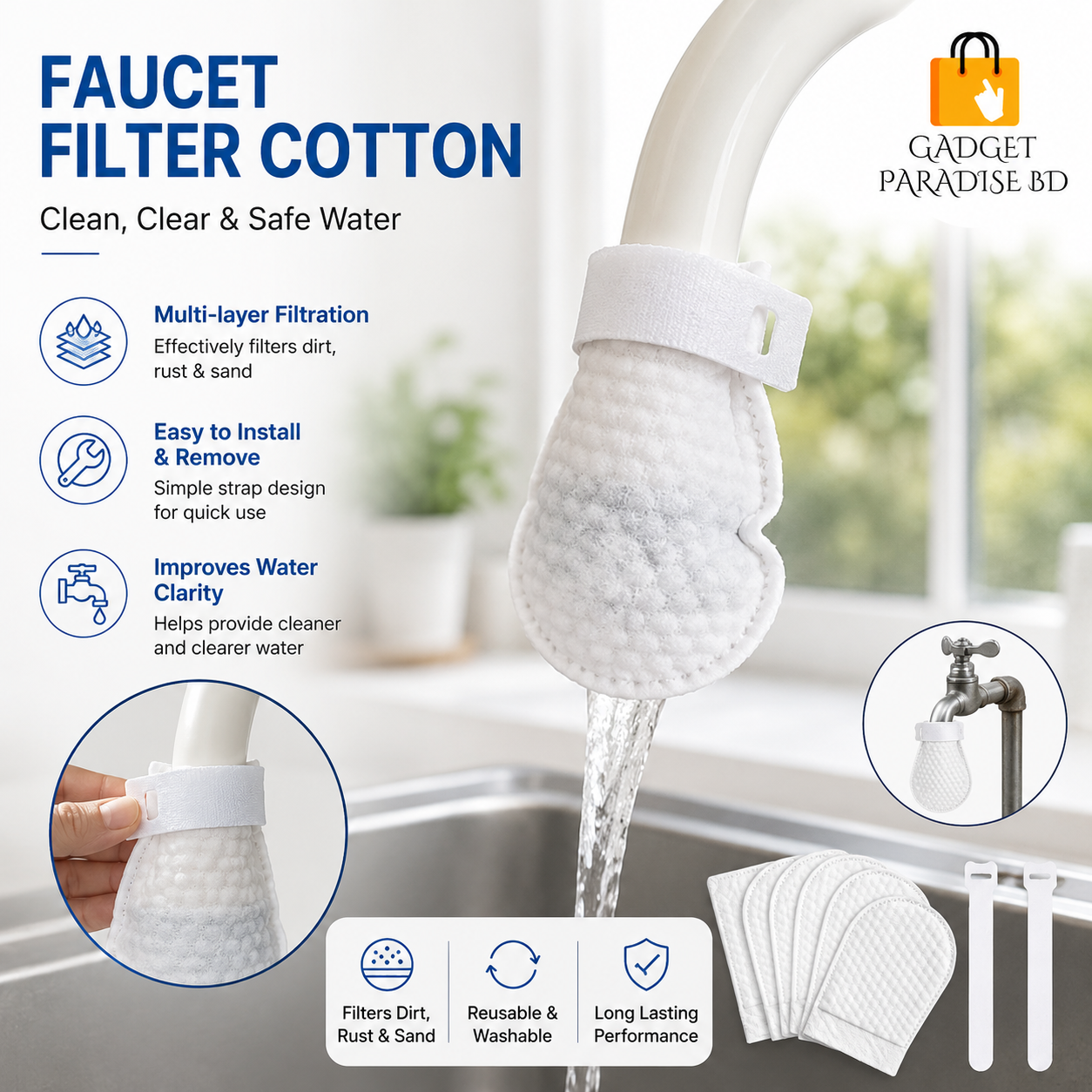 Faucet Filter Cotton ( ট্যাপ ওয়াটার ফিল্টার) - Image 3