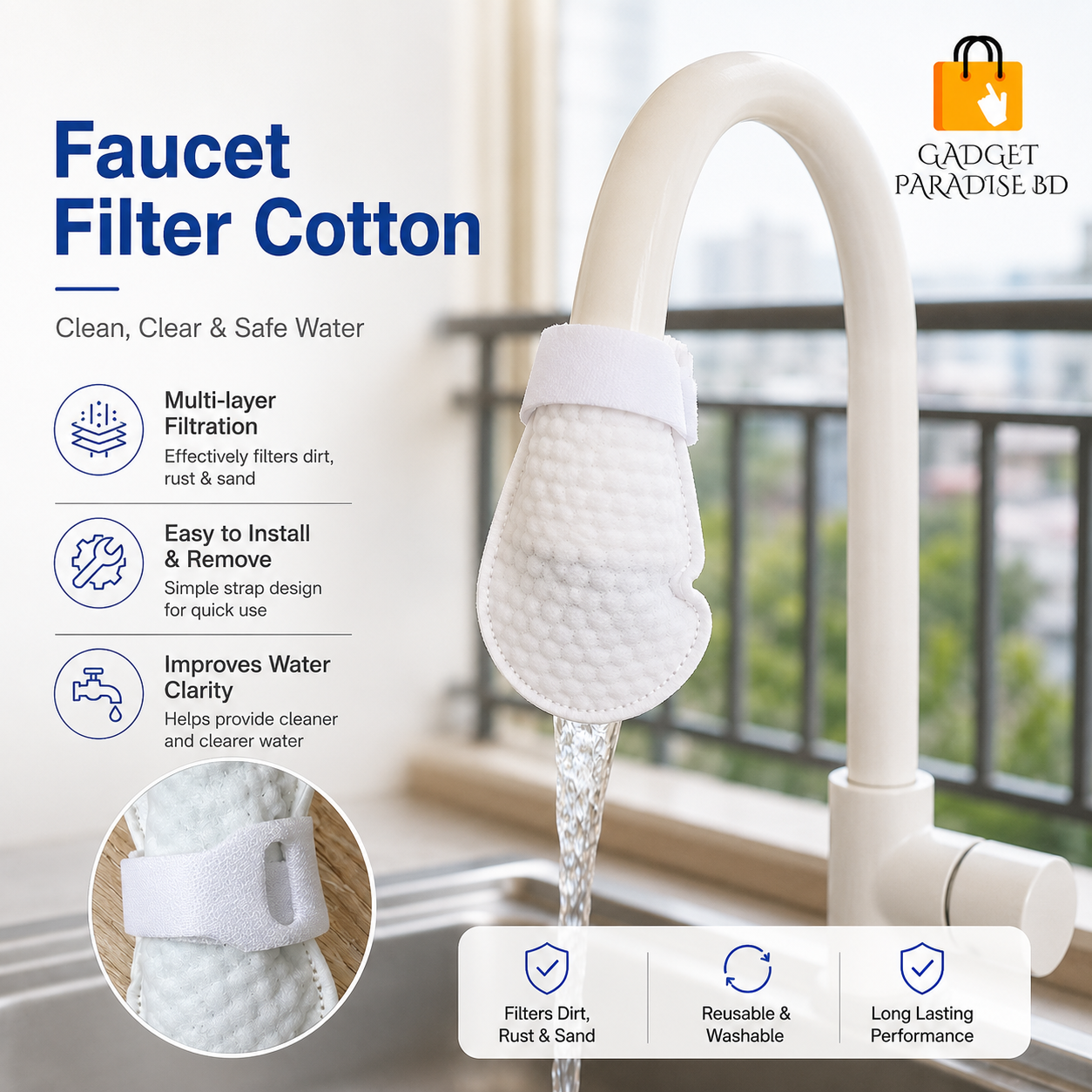 Faucet Filter Cotton ( ট্যাপ ওয়াটার ফিল্টার) - Image 2