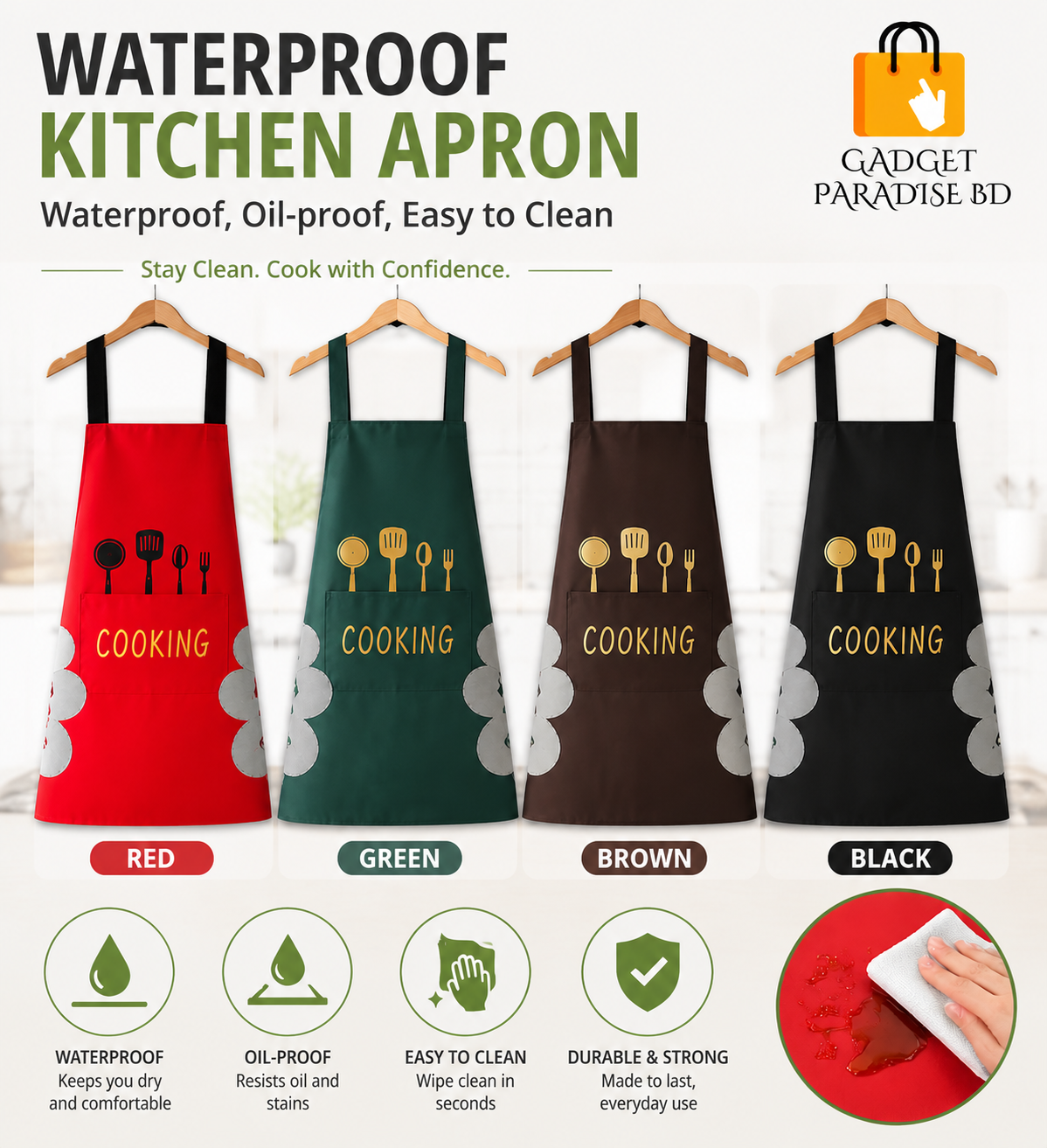 Waterproof Cooking Pring Kitchen Apron 1 Pc - Image 4